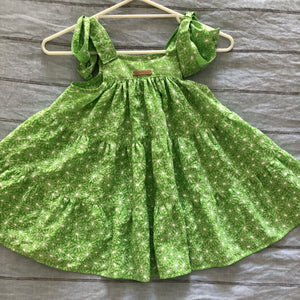 'GREEN DAISY' Tie Shoulder Ruffle Dress