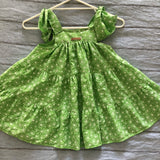 'GREEN DAISY' Tie Shoulder Ruffle Dress