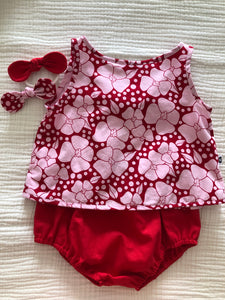 'RED & PINK' Sleeveless Top with Bloomers