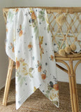 Baby wrap/swaddle 'AUTUMN ROSE-White' sweet pea gauze